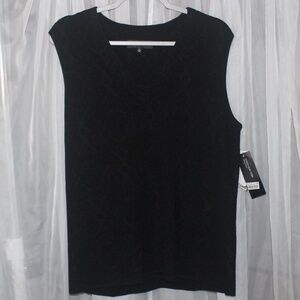 Jones New York Collection Black V-Neck sleeveless top